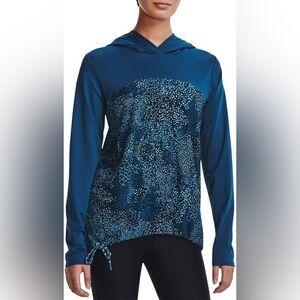 Under Armour UA Iso-Chill black/deep sea blue long sleeve hoodie Sz M